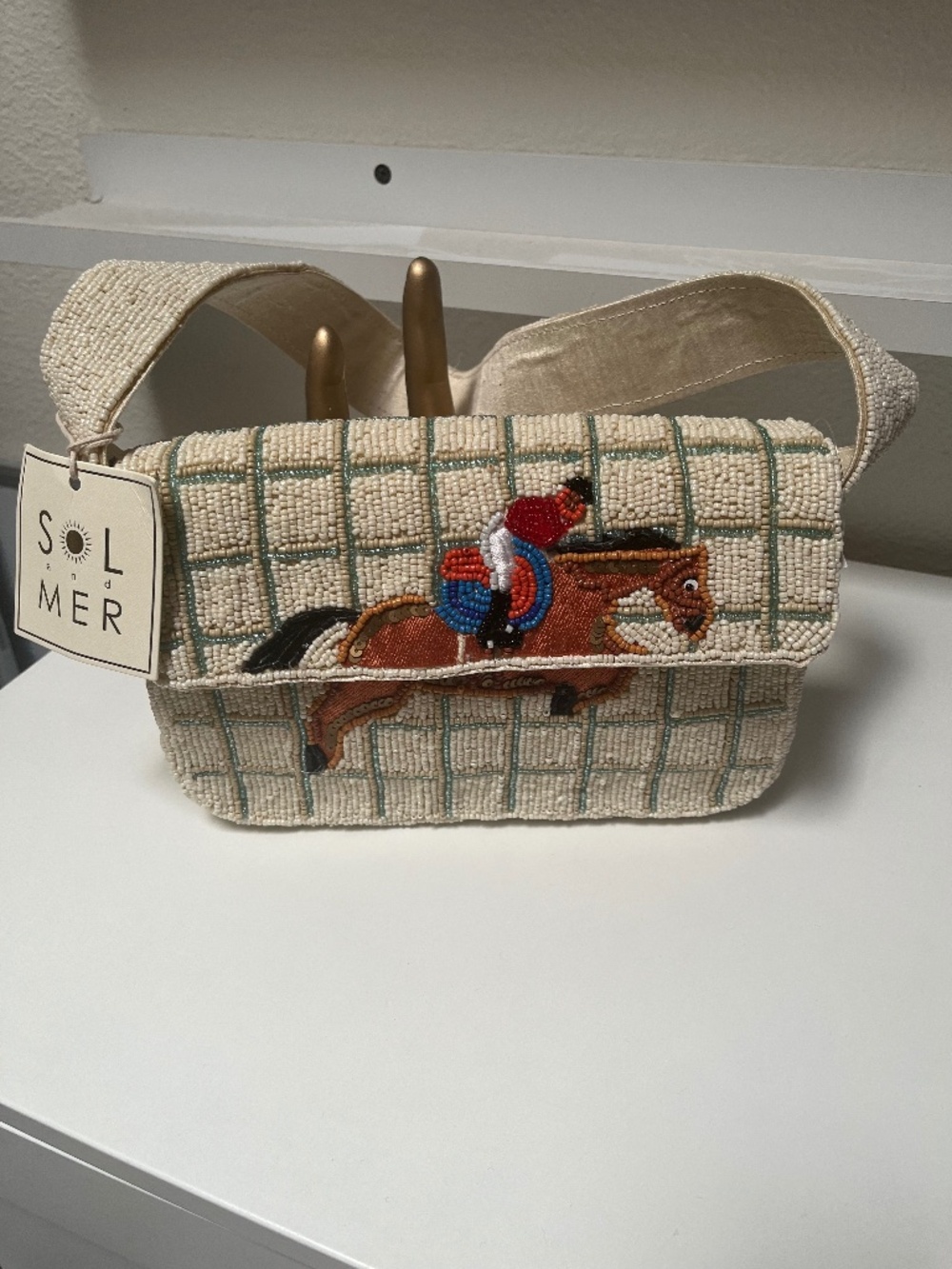 🐎 Sol & Mer Horse & Jockey Beaded Shoulder Bag – NWT